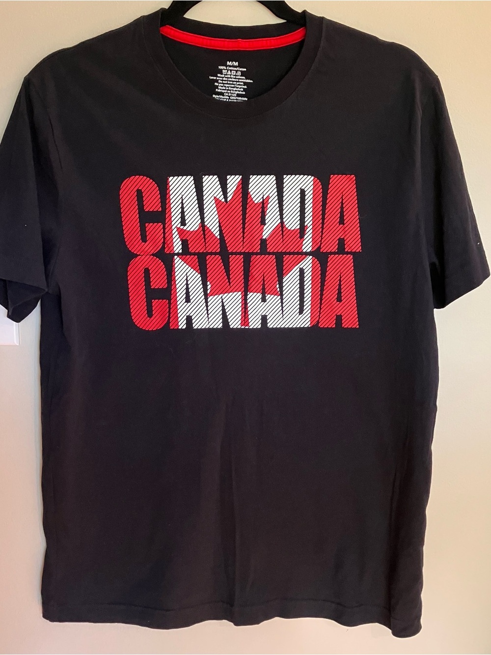 Men's Black Canada Graphic Tee - Red & White Print Hurry for Canada Day